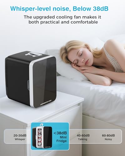 Antarctic Star Compact Mini Fridge, 10L Portable Small Refrigerator, 2.6 Gal Mini Fridge with AC/DC Adapters, Small Cosmetics Cooler for Beverage, Food, Makeup, Bedroom, Office, Dorm, Black on Fridge.com