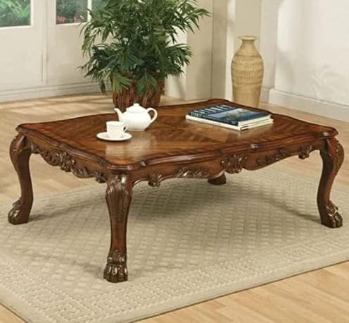 Asian Art Emporium Solid Wooden Brown Finish Carving Center Cum Coffee & Tea Table | Sofa Side Table for Living Room, Hotel & Cafe | 38D x 73W x 50H CM-picture-10