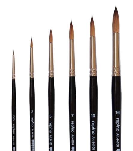 Rotmarder Pinsel Set Rotmarderhaar Künstlerpinsel - Grösse 00, 3, 5, 7, 10 und 16