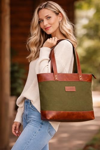 Image of Comfabie tote Bag for Women Handcrafted Women's Canvas Bag with pure Leather Shoulder Tote Bag & Handbag for Office and College | Women Office Bag for Ladies | Ladies Purse Handbag | leather tote bag