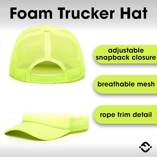 Image of Funky Junque Blank Mesh Foam Lightweight Snapback Trucker Hat | Lightweight Foam Trucker Hat with Breathable Mesh Back, Golf Beach and Street Style, Trendy Trucker Hats for Men