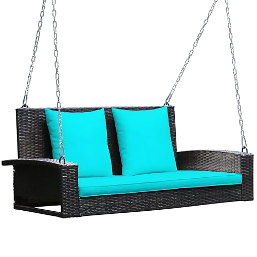Image of Patio Outdoor Swing for Balcony Double Seater Without Stand | Weather Resistant Rattan & Wicker Hammock Jhula for Adults