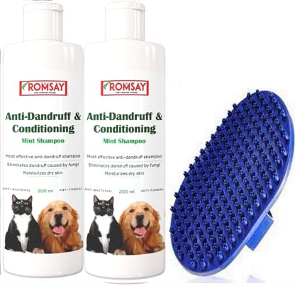 ROMSAY Dandruff & Conditioning Mint Shampoo 200ML Pack Of 2 With Pet Bathing Brush | Dandruff Free | Allergy Relief | Dog Shampoo for Pomeranian, shih tzu Puppy, Rottweiler Adult, German Shepherd, Labrador and Golden Retriever, Dog Accessories, Pet S (B0BN39CGW1) Amazon Price History, Amazon Price Tracker