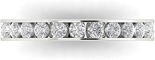 Clara Pucci 0.39 ctw Zirconia Diamond Eternity Band | 14K White Gold Anniversary Ring (2.0mm, Round Cut)