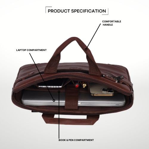 Image of EXIM Office Bag for Man 15.6 inch Vegan Leather Laptop bags Men Use Briefcase Messenger Premium Side Bags -Brown