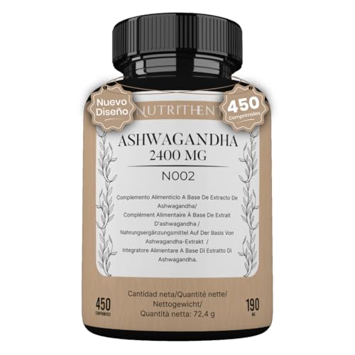 450 Micro Comprimidos Ashwagandha de Alta Potencia para 450 Días | 2400mg Por Comprimido con Concentración 50:1 | VEGANO - Sin Gluten - Sin OGM.