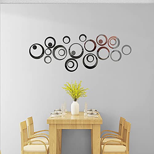 Cugbo Crystal Mirror Wall Stickers Acrylic Stereo Circle Diy Wall Stickers Bedroom Living Room Mural (Black) #TOP27
