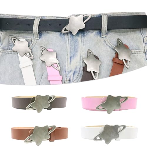 Fashion Star Shape Buckle Belt for Women Girls Classic Solid Color Adjustable Waist Ornament PU Leather2