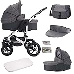 Bebebi Florida | 3 in 1 Kombi Kinderwagen Set | Luftreifen | Farbe: Flojeans
