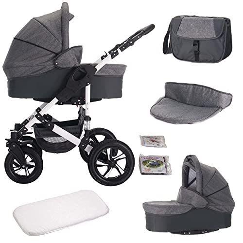 Bebebi Florida | 3 in 1 Kombi Kinderwagen Set | Luftreifen | Farbe: Flojeans