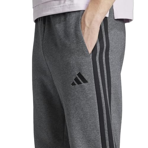 adidas Herren Essential Three Stripes Fleece Pants, Dark Grey Heather/Black, L – Ansicht 4