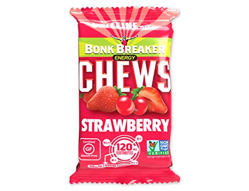 Bonk Breaker Nutrition Energy Chews with Caffeine, Strawberry, 1.76 Oz (10 Count), Gluten
