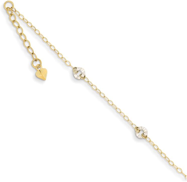 FJC Finejewelers 9 Inch 14 kt Two Tone Gold Oval Chain with Wavy Circles W/ 1in Ext Anklet