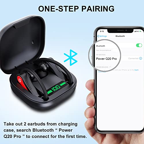 Wireless Earbuds, Motast Bluetooth 5.1 Sport Headphones IP7 Waterproof 40H Playtime Earhooks Headset with Charging Case Stereo Sound CVC8.0 Noise Cancelling Wireless Earphone for Running Gym