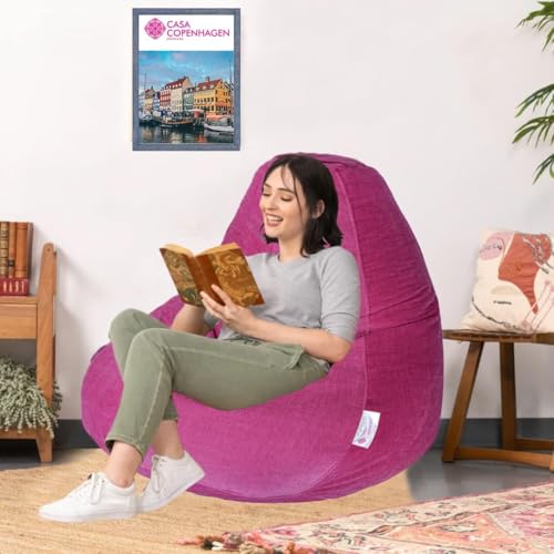 Image of Casa Copenhagen Premium Designer Fabric Bean Bag Chair, Filled with Beans | Capacity: Upto 7 Ft Height, 200 KG Weight | 5XL |Pink Sparrow