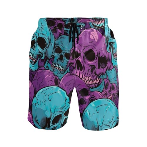 Sugar Skull Skeleton Gothic Men's Sportwear Swim Trunks Quick Dry Board Shorts with Lining S B0400479