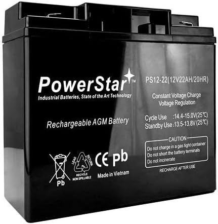 PowerStar Battery 12V 22Ah F2 Terminal for Lobster Elite 1 Tennis Ball Machine