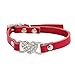 LOSVIP Haustier Lieferungen 2019，Einstellbare Strass Pfirsich Herz Leder Haustier Halsband Halsband(Rot,XXS)