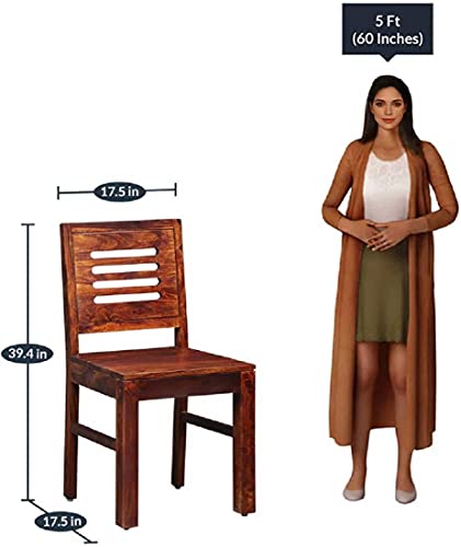 Image of Sheesham Wood 4 Seater Dining Table Set for Home Hall || Solid Wood Dining Table with 4 Chairs for Hotels || Dining Room Sets - Honey Finish
