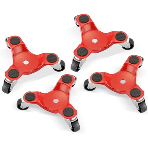 Image of AMGSH 4 Pack 6-Inch Steel Tri-Dolly, 200 lbs Load Capacity Mover