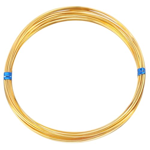 PATIKIL 22ゲージ/0.6mm 19.69フィート 真鍮製スクエアワイヤー 柔軟で曲げやすいゴー ルドトーンメッキ真鍮コイルワイヤー 宝石作り DIYイヤリングラッピングアートクラフト装飾用 18Kゴー ルドトーン