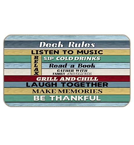 Rustic Deck Rules Door Mat,17"X30" Decorative Home Indoor