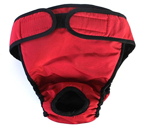 Image of Dog Diaper Reusable Washable Female Girl for Medium & Large Big Dog Breeds Size L, XL, XXL (Large: Waist 20 inch - 24 inch, Red)