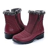 ADAMUMU Warm Womens Snow Booties Fur Lined Lining Boots Waterproof Cold Weather Short Boots Anti-Sli