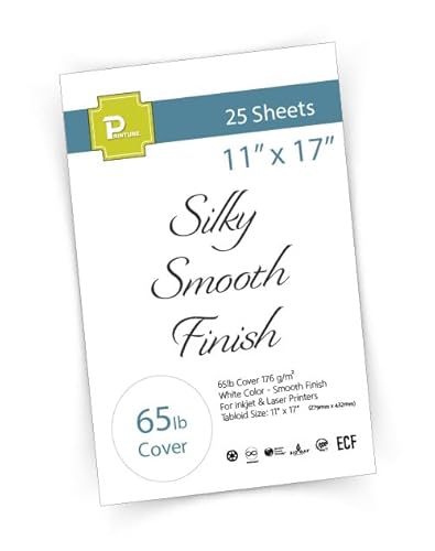 11" x 17" Silky Smooth White Cardstock - 65lb Cover Paper for Inkjet & Laser Printers - 25 Sheets