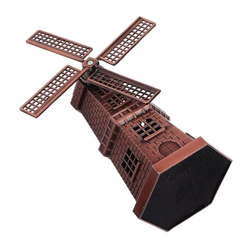 ABOOFAN Legierung Windmühlenmodell Metall Windmühle Tischdekoration Heim Deko Bücherregal Ornament Mit Drehbarem Flügel Kupferfarben