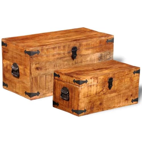 baginbaginbag Storage Cabinets Wooden Tool Chests Lockable Storage Trunks Boxes 2pcs Fully Assembled Brown Adults Waxed Solid Wood-Frame Material Indoor&Outdoor 2-Number of Items in Set Rectangular