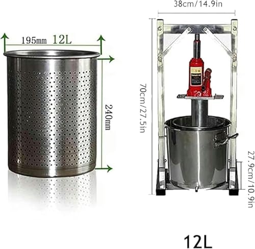 Pression de machine à jus de fruits en acier inoxydable robuste 12L
