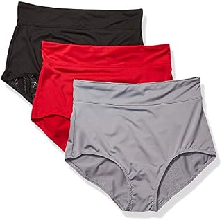 Warner's Women's No Pinching No Problems 3 Pack Micro Brief Tailored Panties, crimson/black/Grey