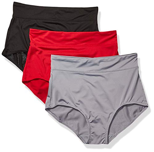 Warner's Women's No Pinching No Problems 3 Pack Micro Brief Tailored Panties, crimson/black/Grey