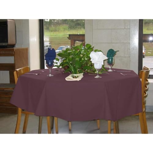 Intedge TCMP64R Mauve Round Tablecloth, 64" Diameter, Hemmed Edge, 100% Polyester Fabric, Made in USA, Heavy Duty Washable Reusable Polyester Table Cover for Dining, 1 Each