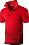 Men's Golf Shirt Short Sleeve Quick Dry Sport Polo Tee Shirt T-Shirts Tshirt Tops Tennis Pickleball LSL195_Red_M