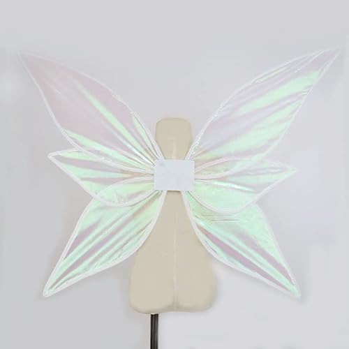 Funsveta Women Girls Berry Rattans Crown Butterfly Wings With Elf Ears Dress Up Halloween Cosplay Photo Prop Accessories (Sliver Pink Transparent) #TOP2