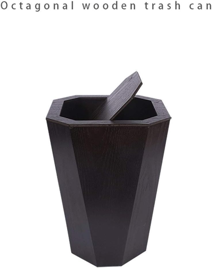 Papelera de madera para exteriores rectangular con tapa color marron claro 5