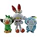 CVBA 3 Uds Muñeco De Peluche Pokemon Fidgets Juguetes Scorbunny Grookey Sobble Inicial Pokémon Set Un Regalo para Niño Bebé 25Cm