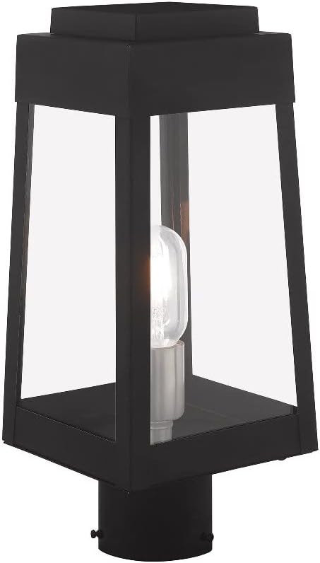 Livex Lighting 20853-04 Oslo - One Light Outdoor Post Top Lantern, Black Finish with Clear Glass, 15.25x6.25x6.25