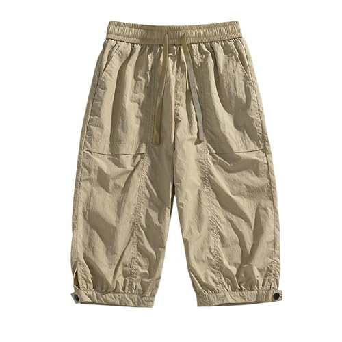 Short 3/4 homme soie de glace mince et élastique pour un style décontracté et droit