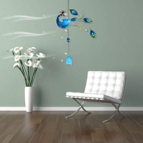 Campanas de viento pintadas de hierro y vidrio en set de 2 piezas para exteriores 6