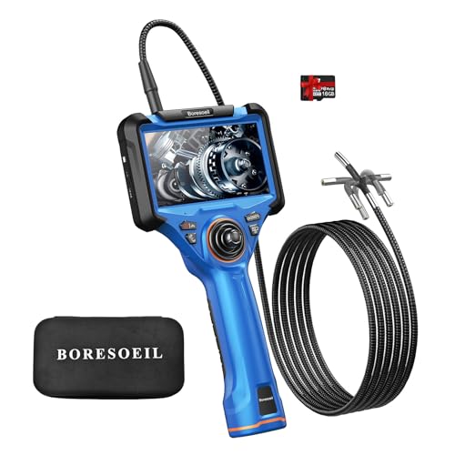 BORESOEIL 360° Articulating Borescope, 5.0FT 0.25in HD 1080P Flexible Snake Camera with Light, 5