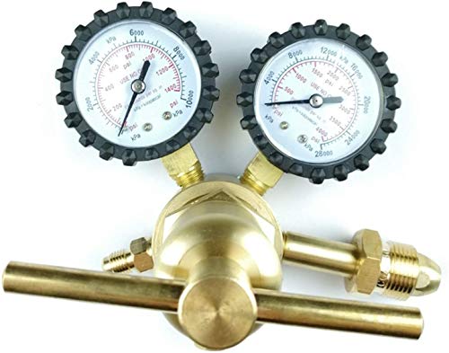 Image of Toolshouse Nitrogen Regulator, Brass Body, Single Stage, 0-1400PSI, CGA-580 Inlet, 7/16"-20 Outlet, Transparent & Golden