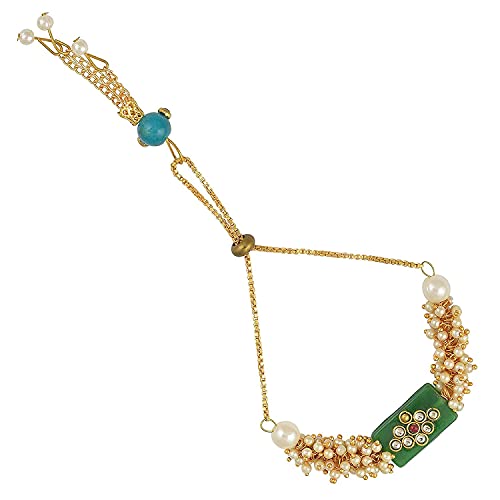 Image of MANBHAR GEMS - Gold Plated Flower Couple Rakhi Rakshabandhan Bhaiya Bhabhi /sister /Bhai /Brother - Kundan Stone Rakhi /Special Bracelet /Moli Dora Rakhi /Roli Chawal For boys