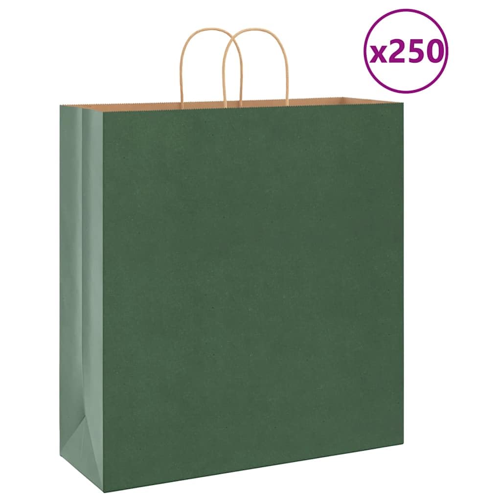 KFPOERTFGD Torby papierowe 250 szt. 45 x 17 x 48 cm, zielone