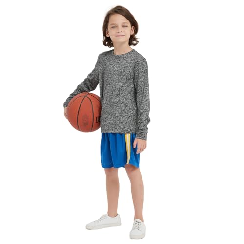 3 Pack Youth Boys Kids T Shirts Quick Dry Long Sleeve Moisture Wicking Tee Shirts Athletic Tops (Age 5-18)4