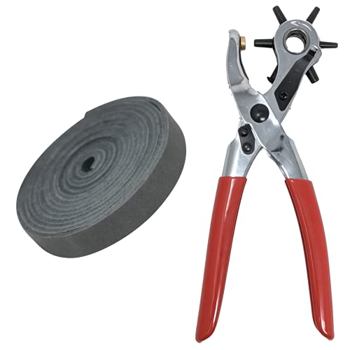 1/2" Gray Leather Strip And A Leather Hole Punch #TOP7