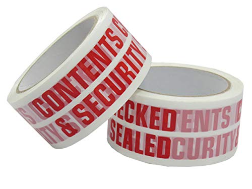 6 Rolls Of CONTENTS CHECKED & SECURITY SEALED Printed Packing Tape 48mm x 66M