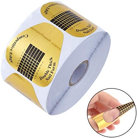 500pcs Professional Nail Extension Guide Stickers French Nail Forms Golden Nail Art Tips for Polygel UV Acrylic Gel